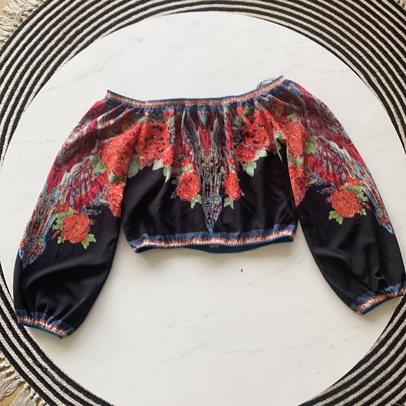 Flying Tomato M Off Shoulder Boho Tassels Crop Top, - Picture 2 of 4